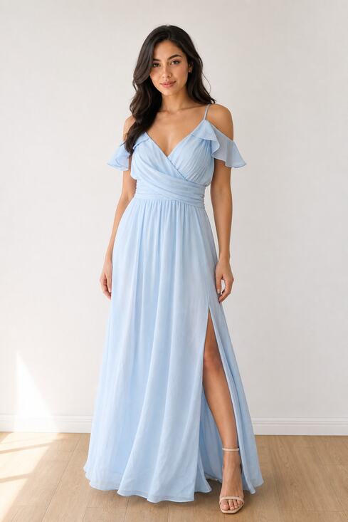 Unbranded Dresses & Skirts - Women’s Light Blue Off-Shoulder Evening Dress Size 12